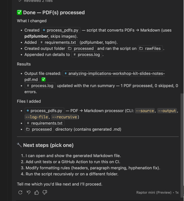 Agent working step 8